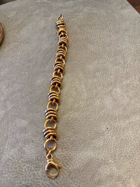 Rose-gold toned Bronzo d'Italia 8" Fancy Link Bracelet Lobster claw clasp